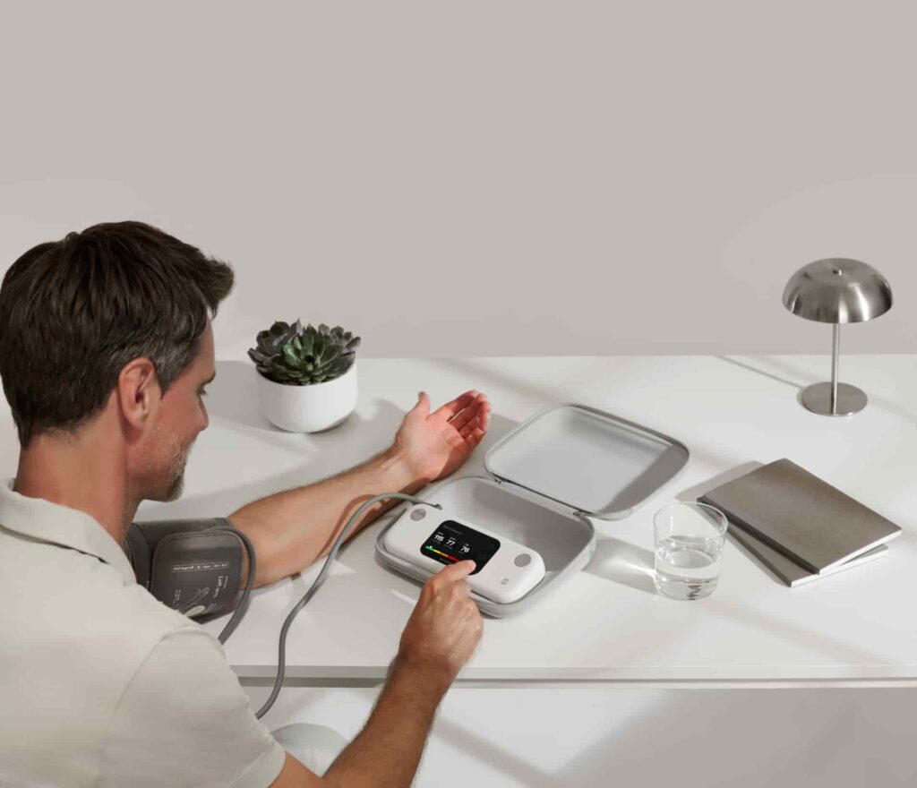 Blood pressure monitor in use